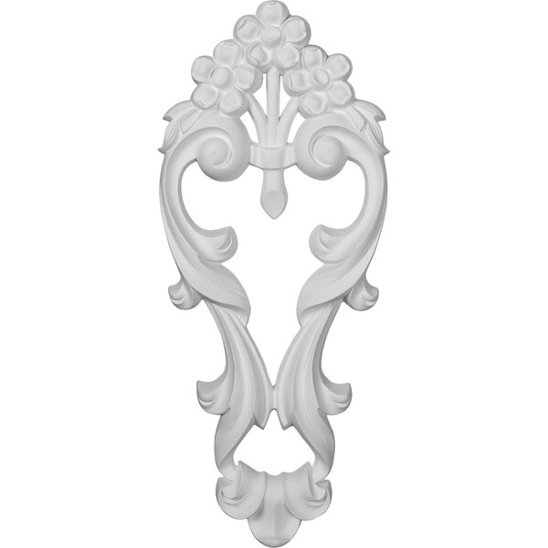 Ekena Millwork 10 1/4"W x 24"H x 1 5/8"P Large Flowers with Flowing Leaves Drop Onlay ONL10X12X02FL - main
